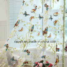 Tissu de rideau de style pastoral avec papillon brûlé